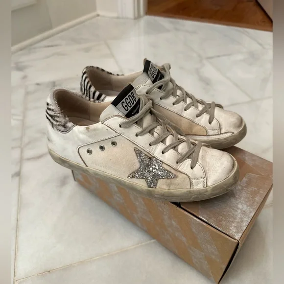 Golden Goose Shoes Zebrasilver Glitter Golden Goose Superstar